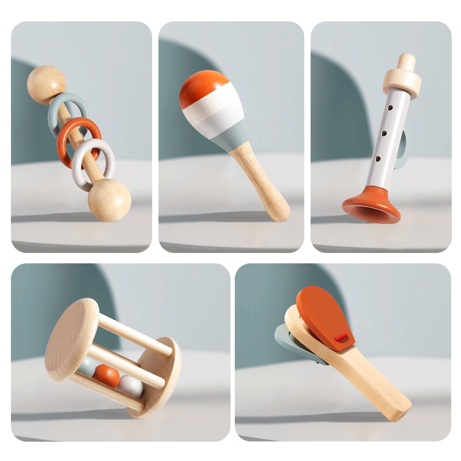 Wooden Cage Bell Baby Rattle Toy