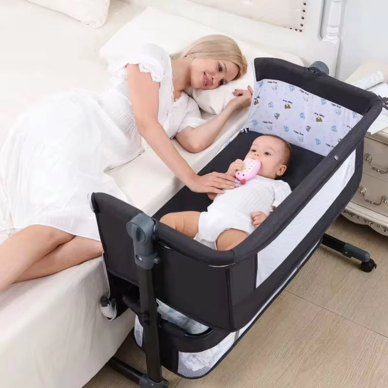 Lucca Baby Bassinet Cradle Co-Sleeper Bed with Canopy and Storage Basket