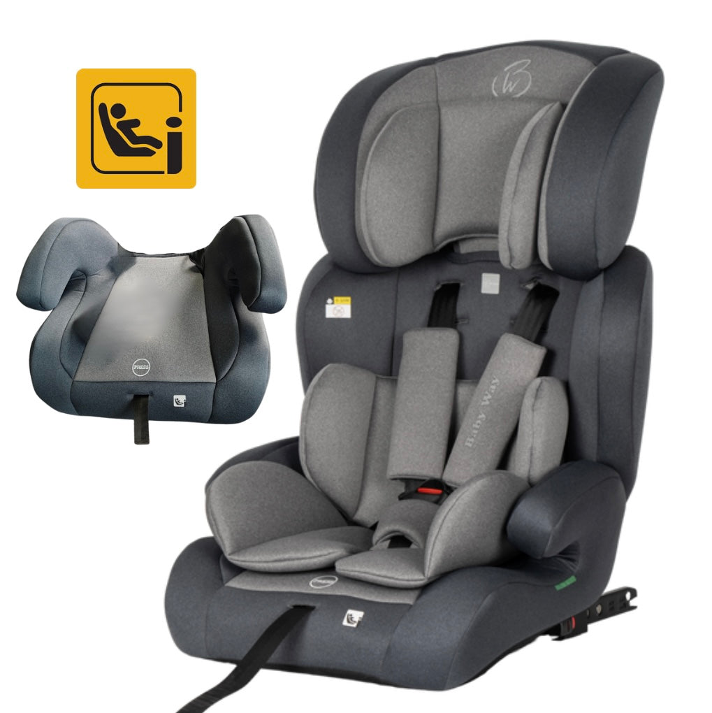 SafeMax Grey i-Size Convertible Booster Car Seat with ISOFIX