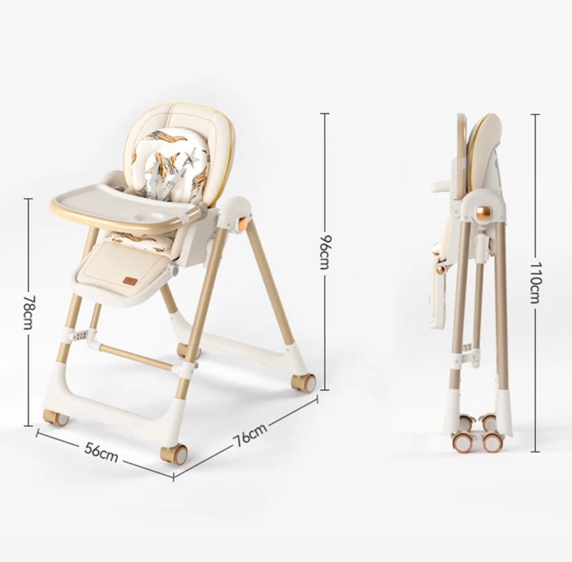 Jupiter Grey 2-in-1 Baby High Chair & Swing, Height Adjustable and Recline