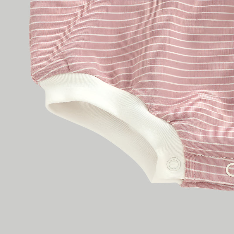 Striped Bubble Romper - Salmon