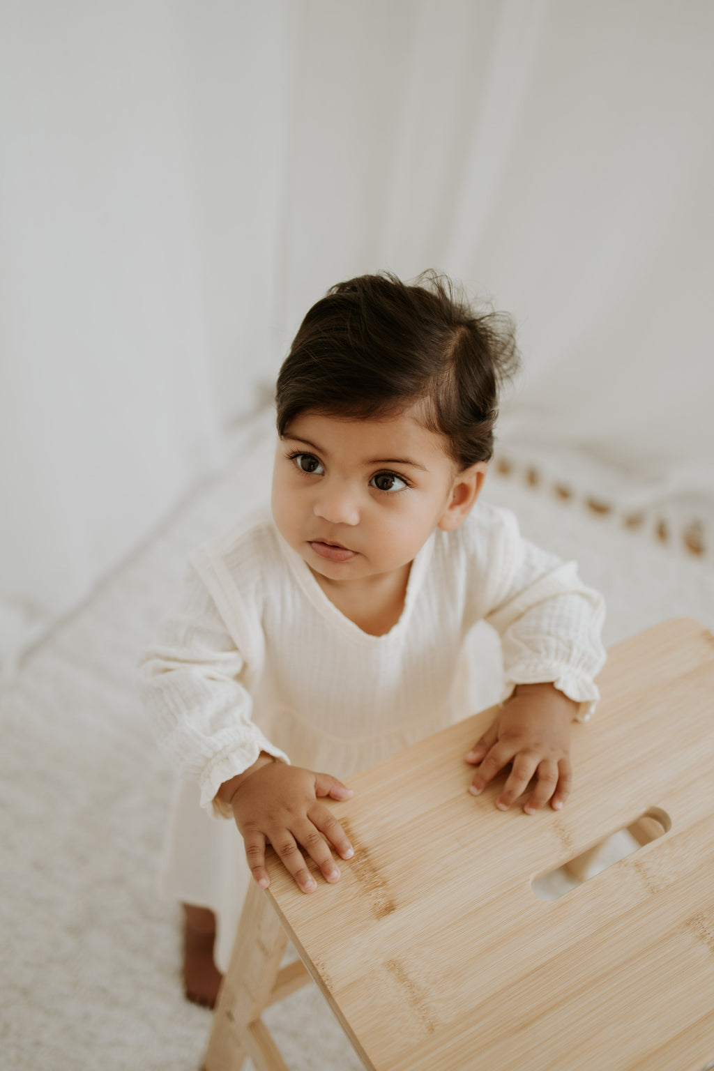 Muslin Full Sleeve Dress - Cream