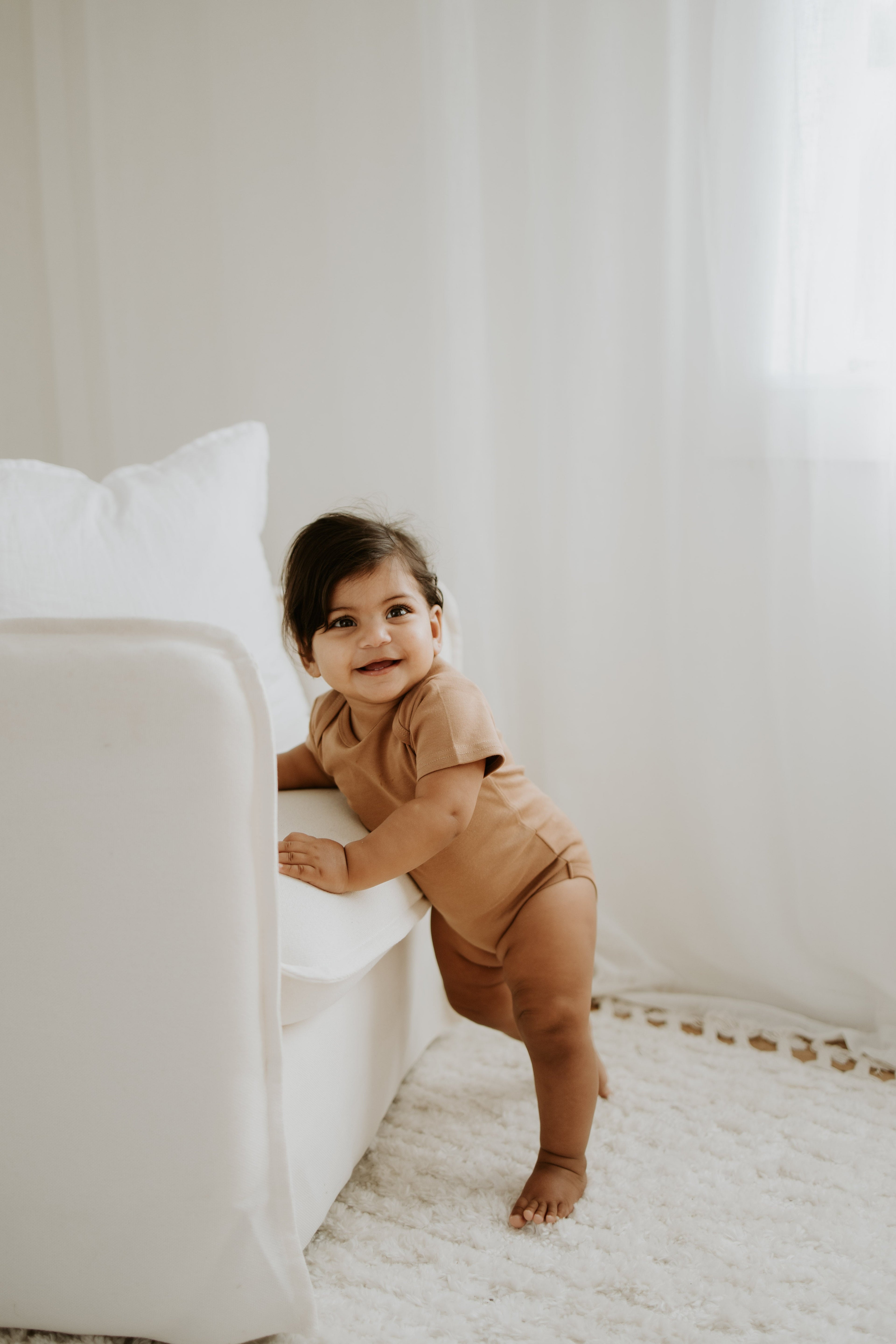 Short Sleeve Onesie - Brown
