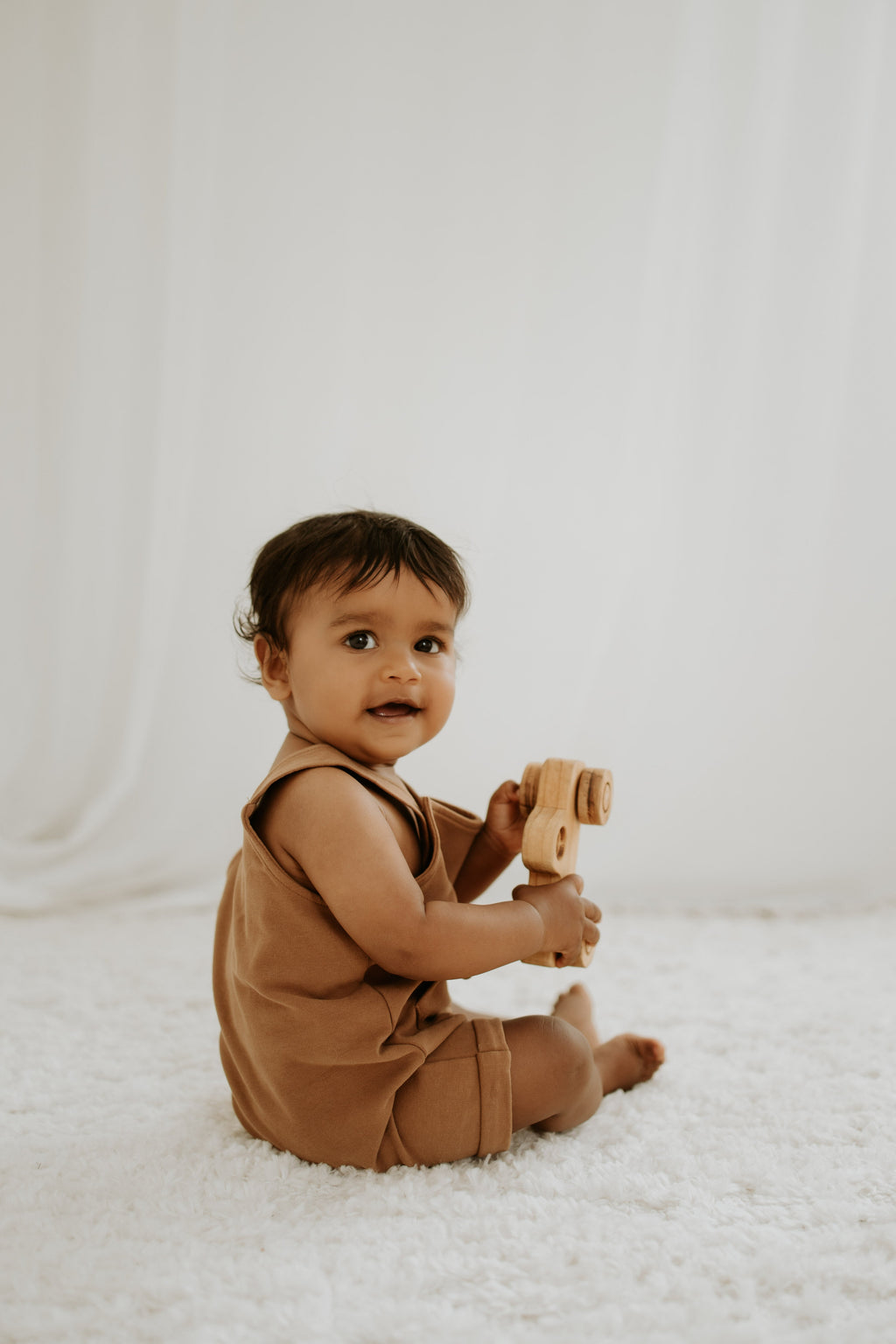 Sleeveless Overalls - Brown