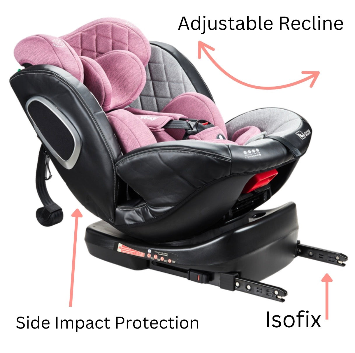 Preorder - Royal Pink i-Size 360 Rotating Convertible Car Seat with ISOFIX and Top Tether