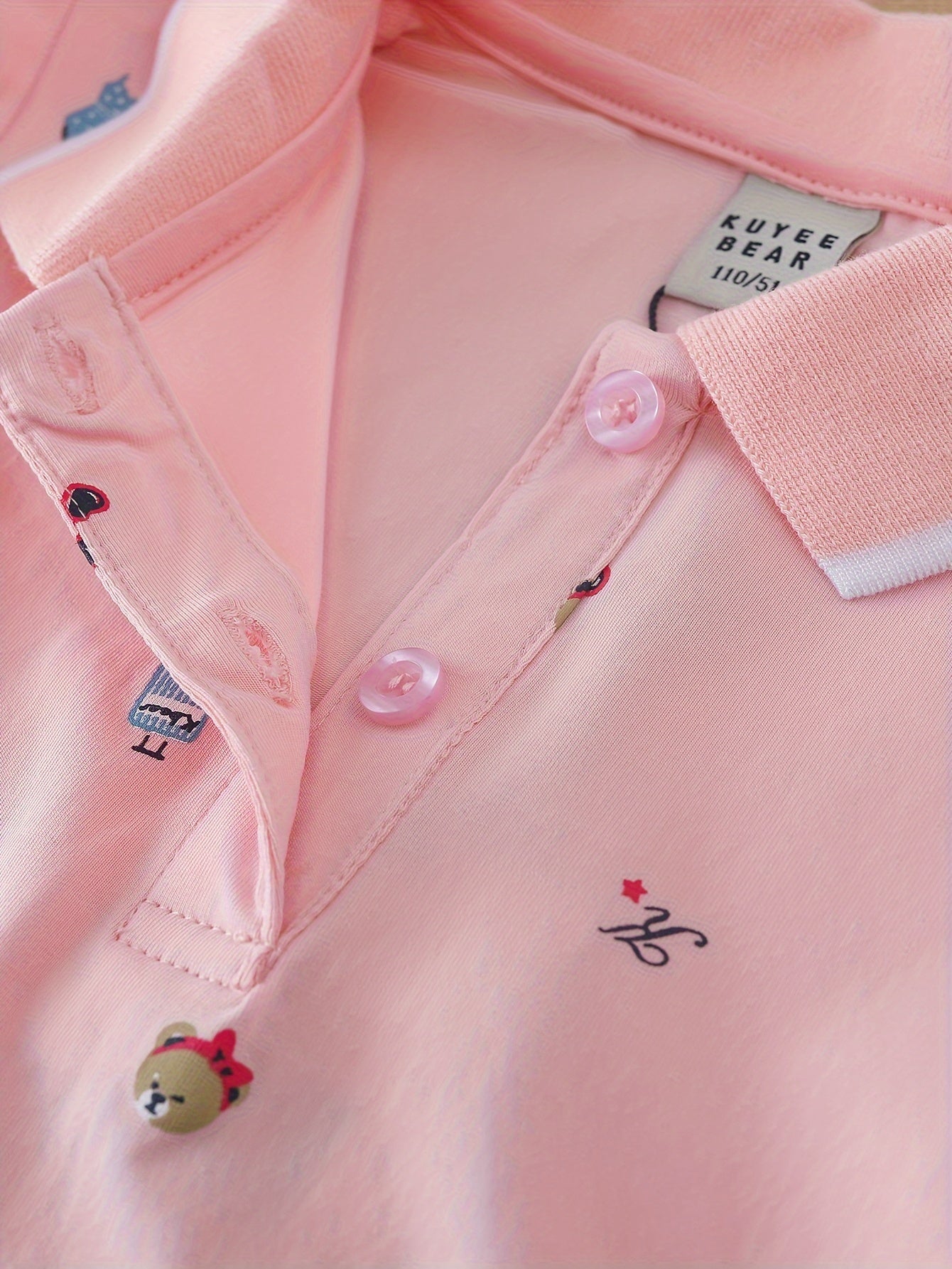 Girls' British Polo Shirt -Front Lapel Collar Short Sleeve T-Shirt