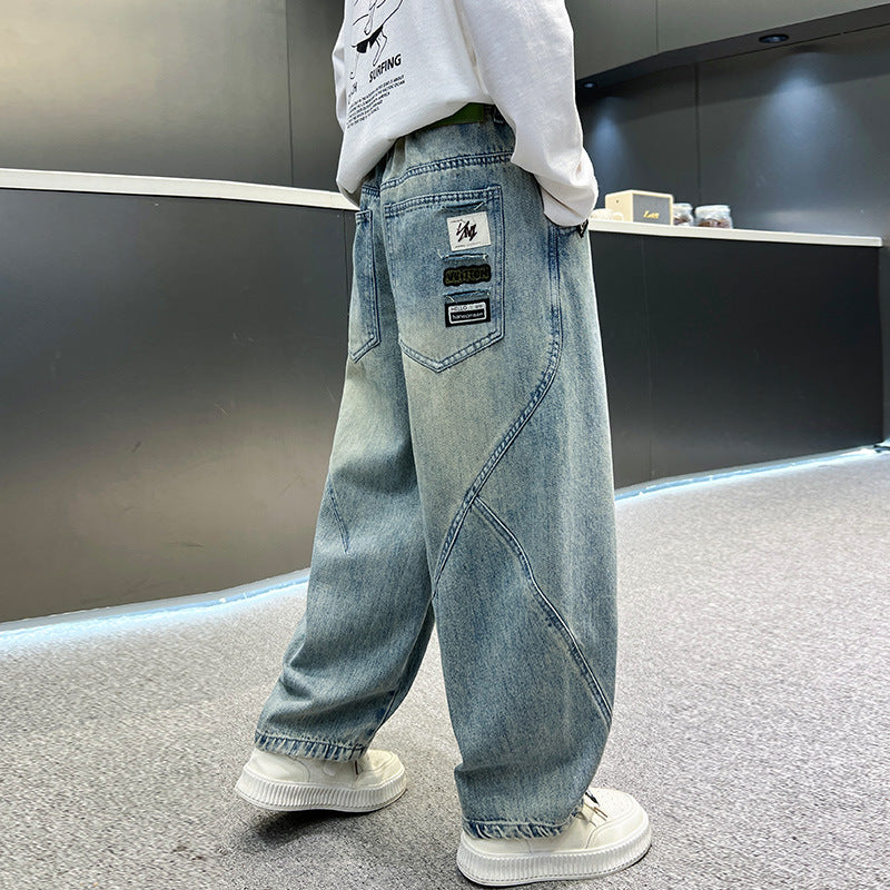 Boy's Jeans Casual Long Pants for Kids Trendy Street Style
