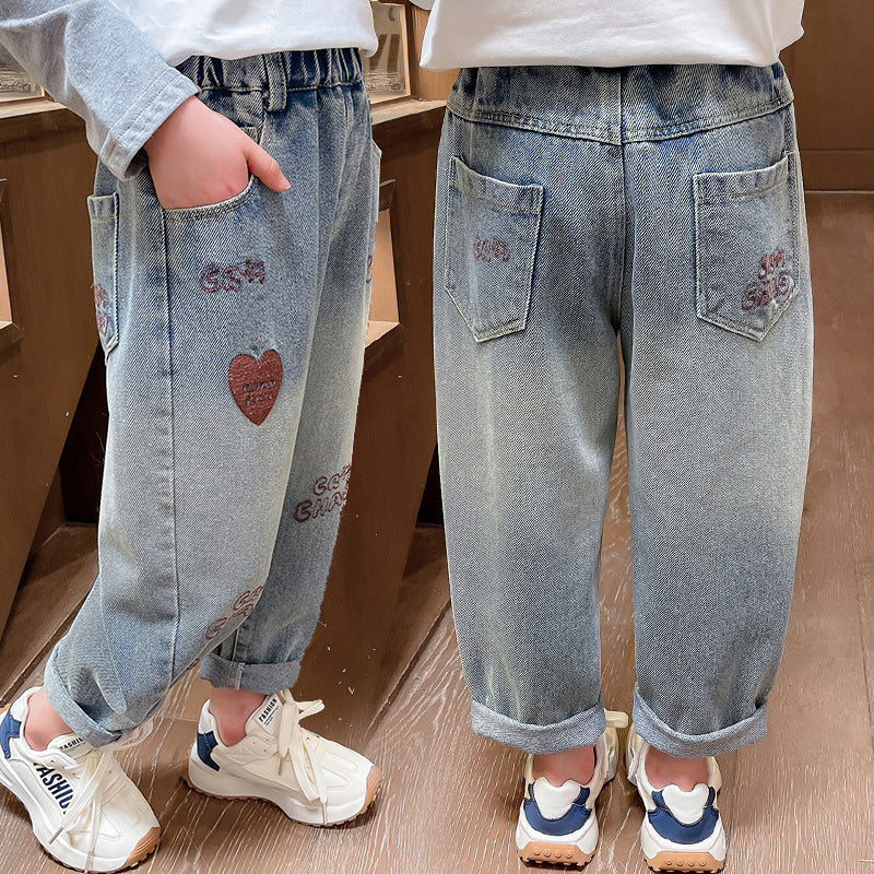 Denim Pants Unisex Kids Trendy Dad Pants Casual Versatile