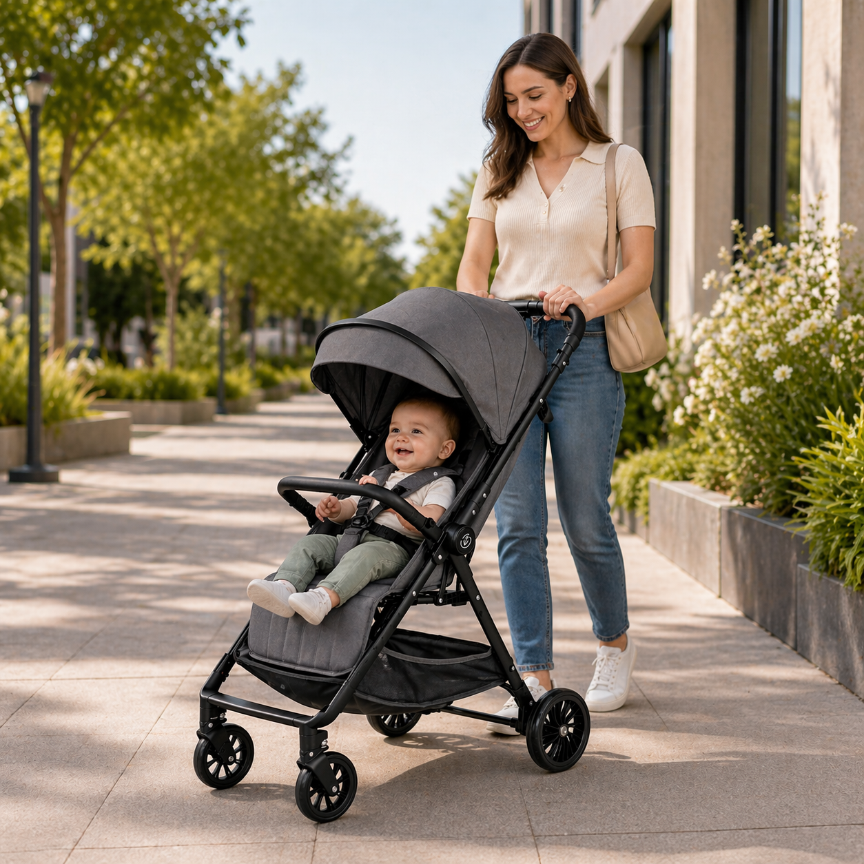 Roam Switch Lightweight Reversible Handlebar Compact Baby Stroller - CHARCOAL