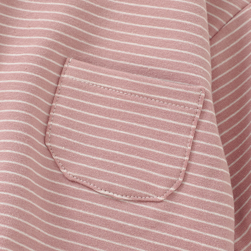 Striped Bubble Romper - Salmon