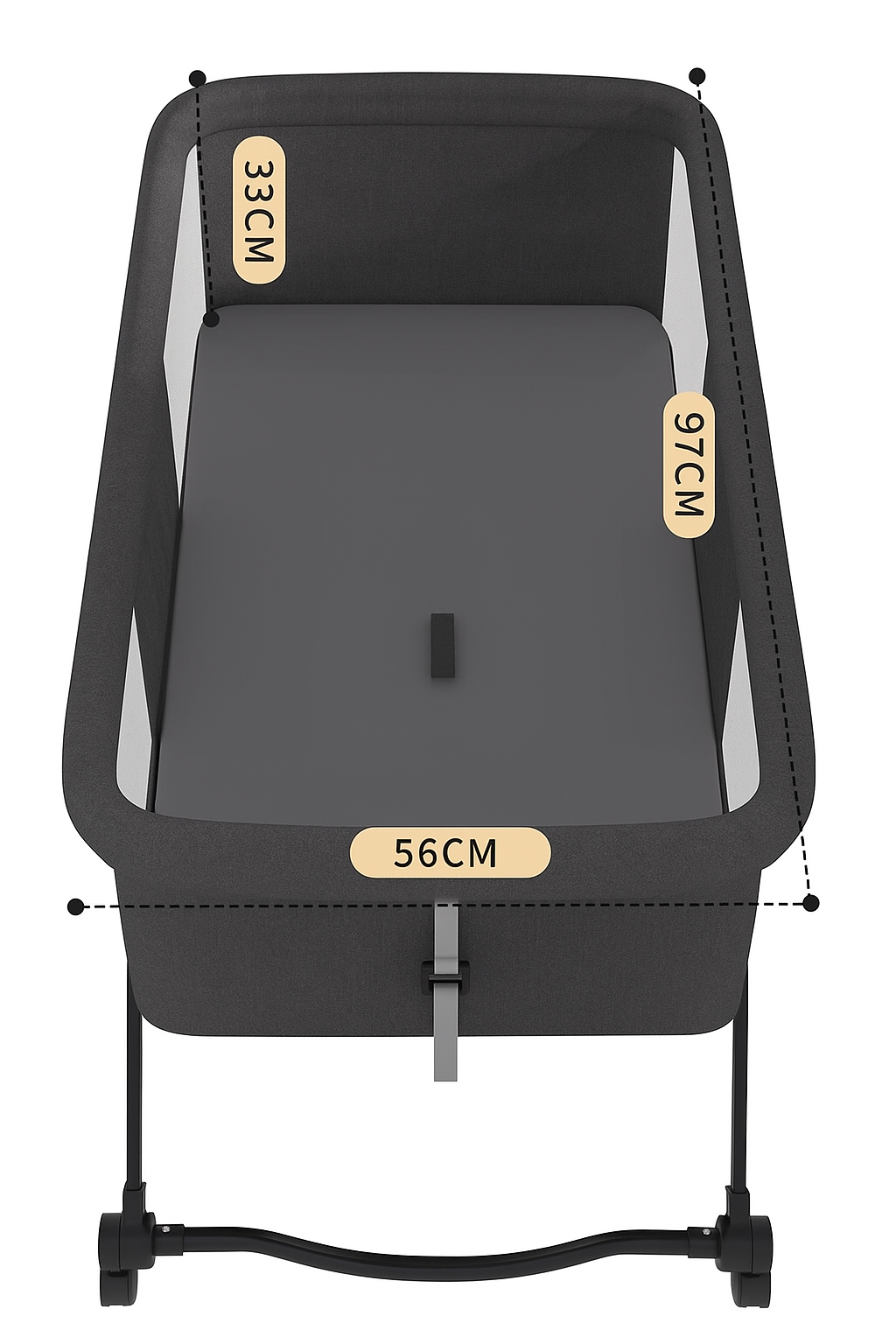Luna Portable Compact Folding Baby Bassinet with Canopy and Locking Wheels