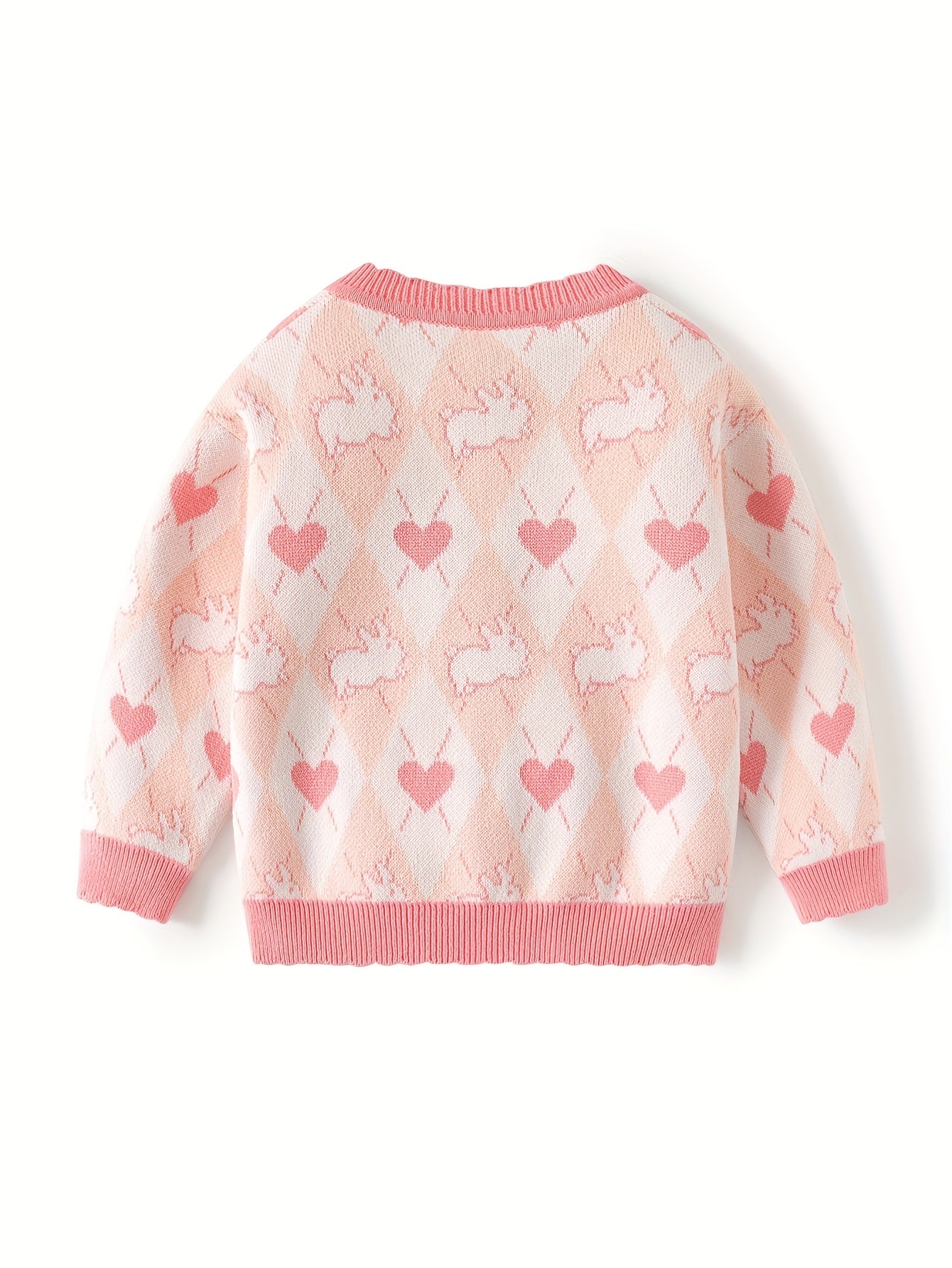 Adorable Rabbit Heart Knitted Sweater for Girls