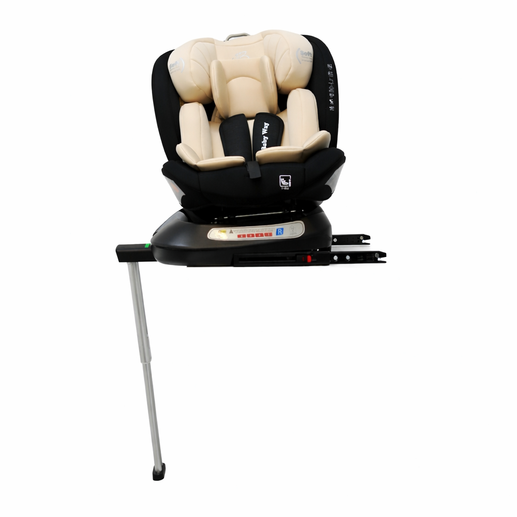 SpinGuard Beige i-Size 360 Rotating Car Seat with ISOFIX and Support Leg
