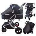 Legacy Travel System - Stroller + Bassinet + Capsule with Mattress and Food Tray - BLACK