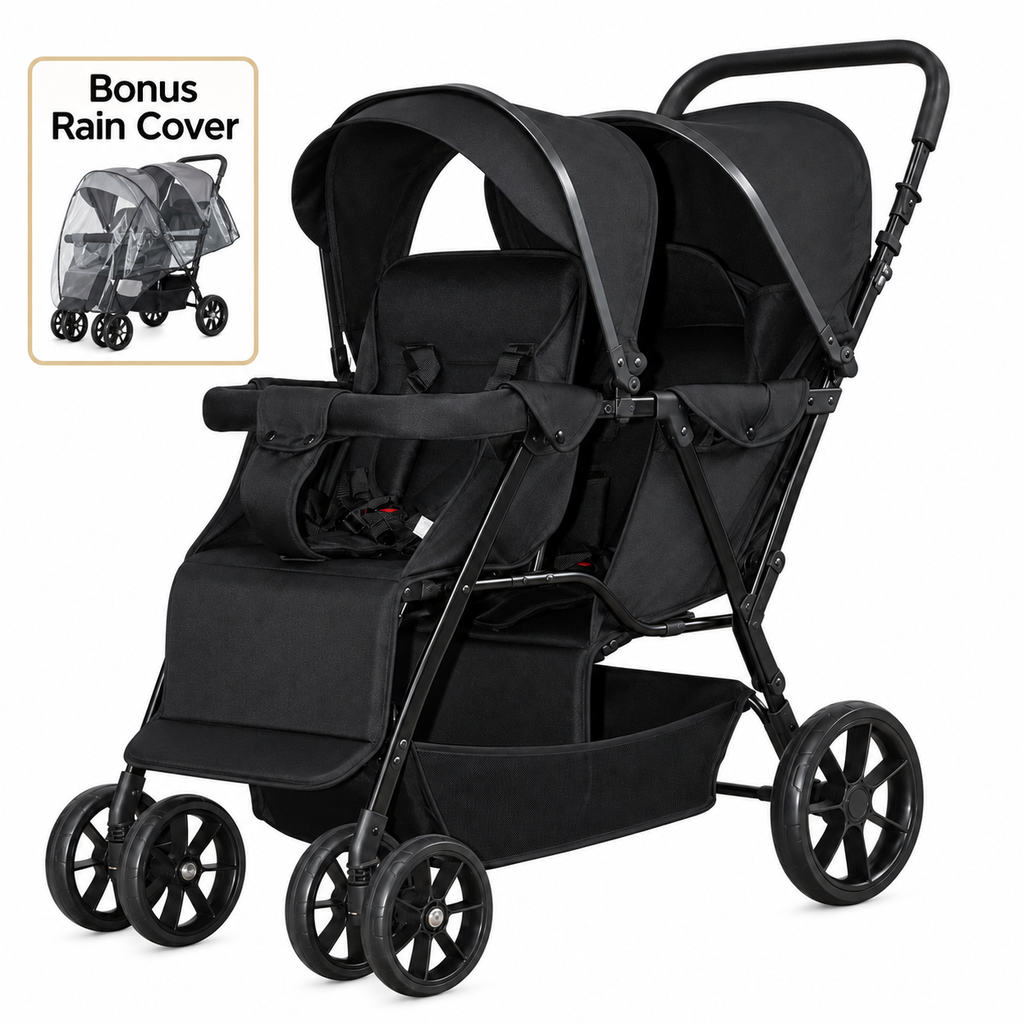 Duo Lite - Tandem Twin Compact Double Stroller with Rain Cover