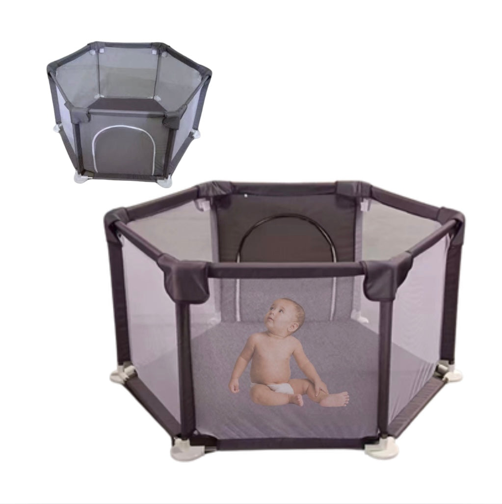 Hexagon Baby Playpen with Zipper Door Kids Play Area