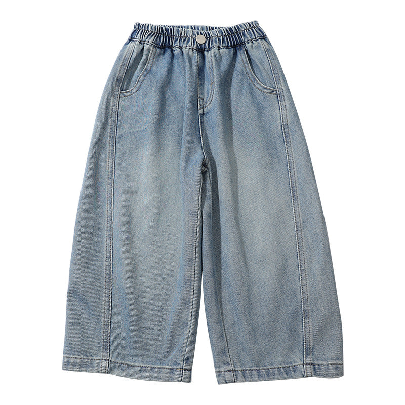 Children's Cartoon Straight Pants  Girls' Campus Jeans Kids
