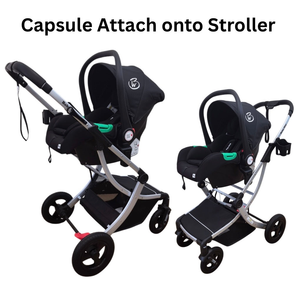 Legacy Travel System - Stroller + Bassinet + Capsule with Mattress and Food Tray - Pink Skin