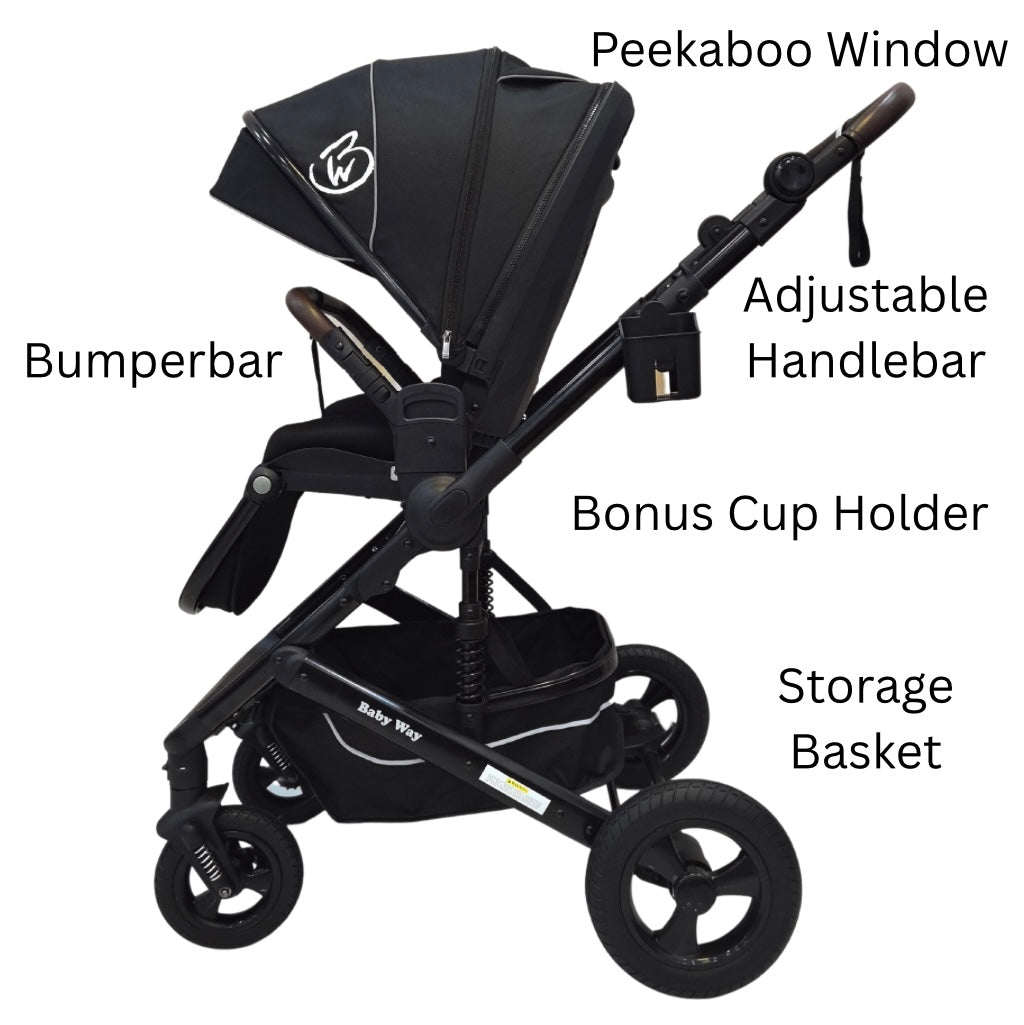 Versa 3-in-1 Travel System – Open Bassinet Stroller + Capsule Car Seat with Sunshade Sets