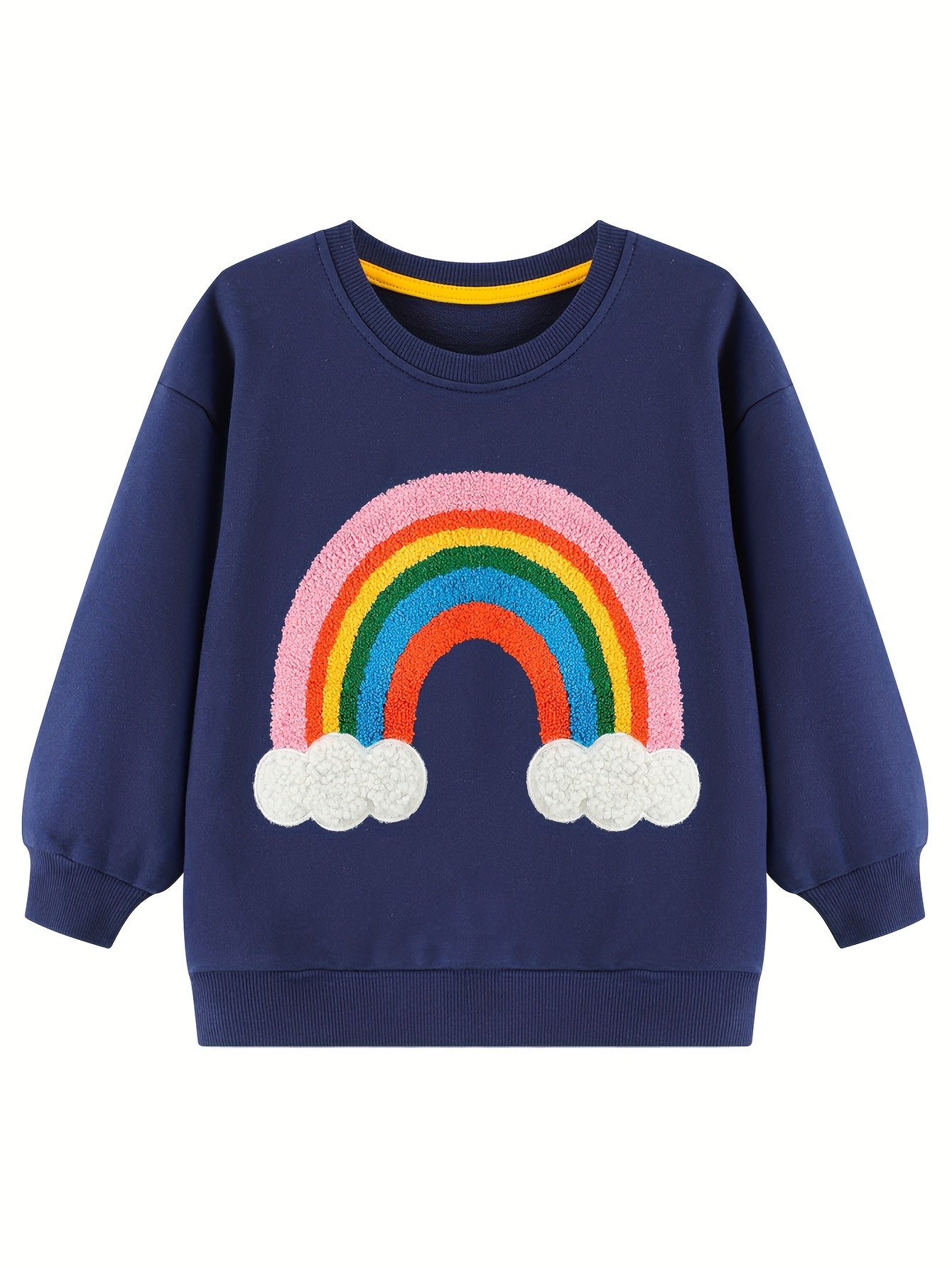 Girls' Autumn Winter Embroidery Rainbow Pattern