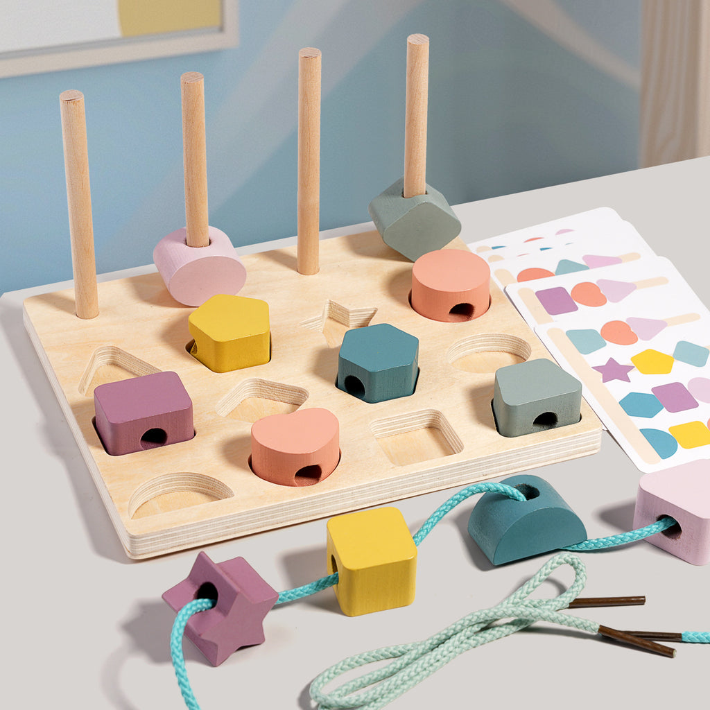 Wooden Shape Matching & Threading Board