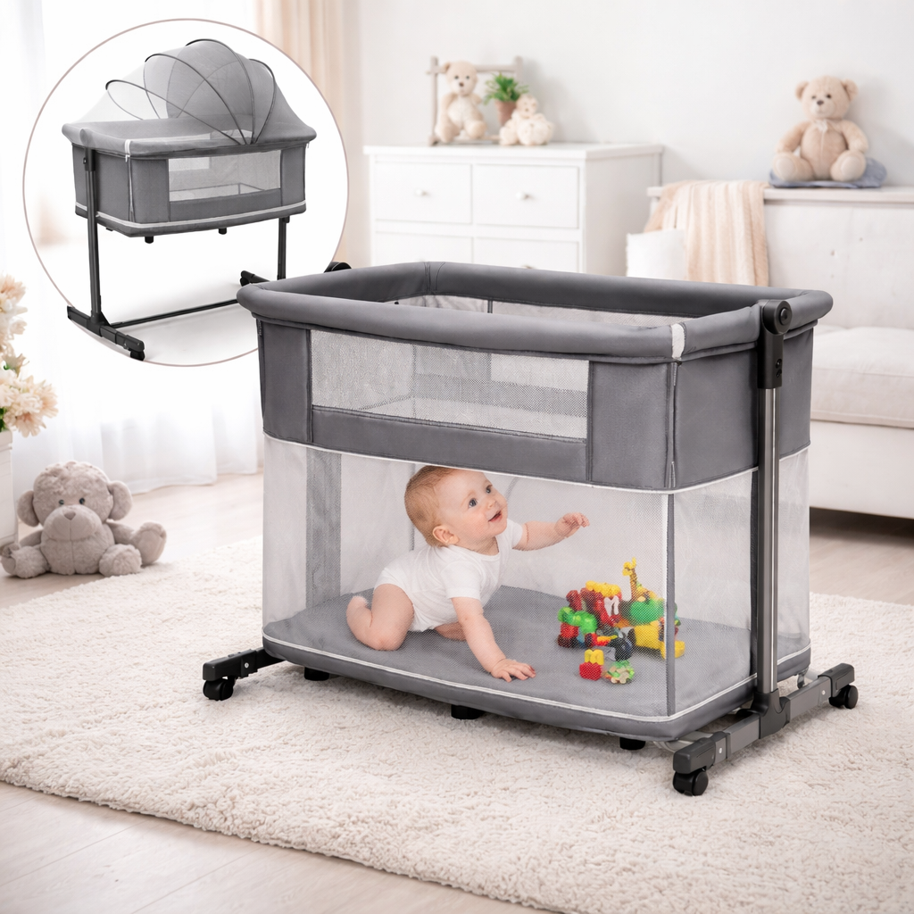GrowNest 3in1 Cosleeper Bed Bassinet & Playpen with Rocking and Canopy