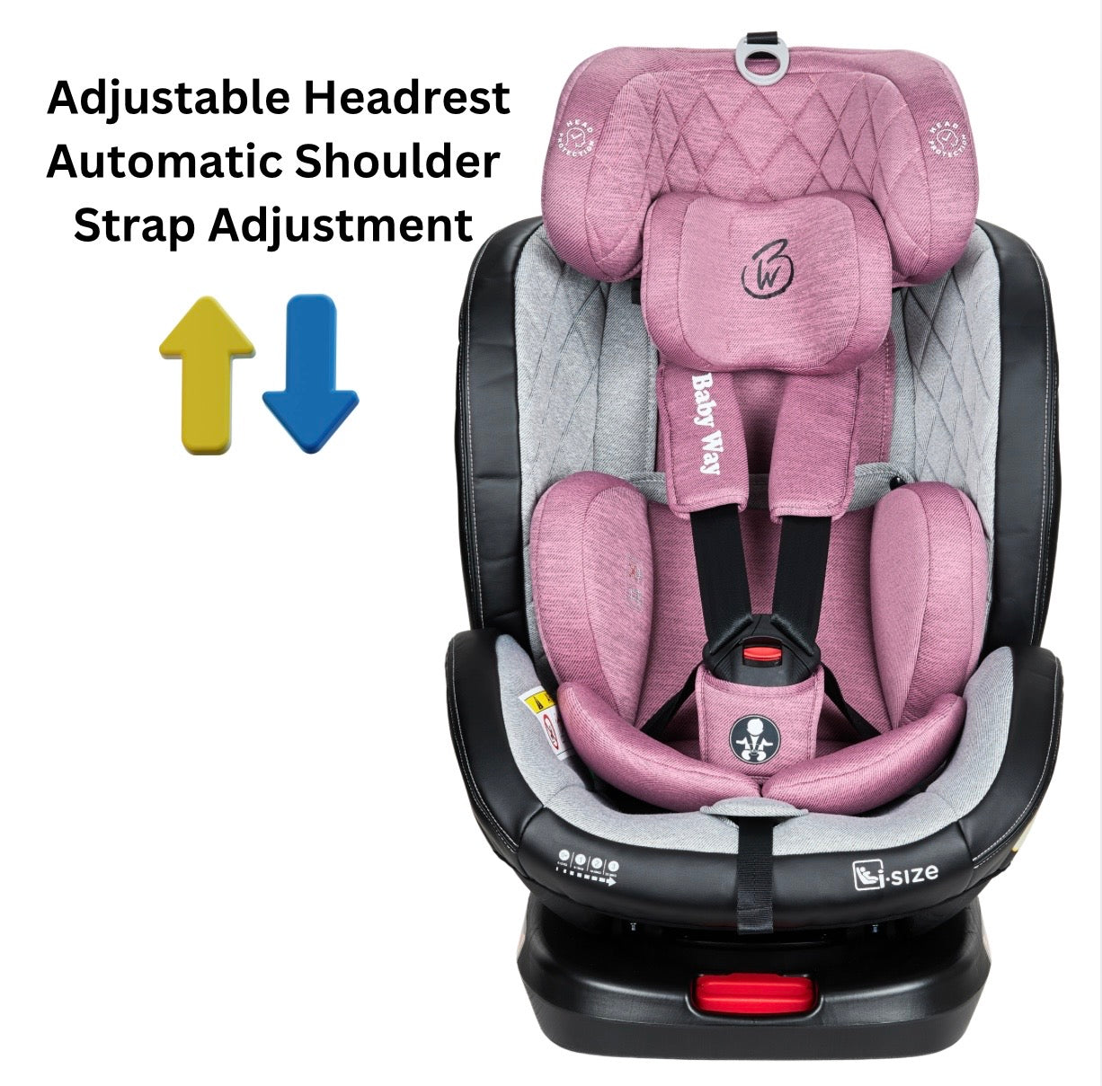 Preorder - Royal Pink i-Size 360 Rotating Convertible Car Seat with ISOFIX and Top Tether