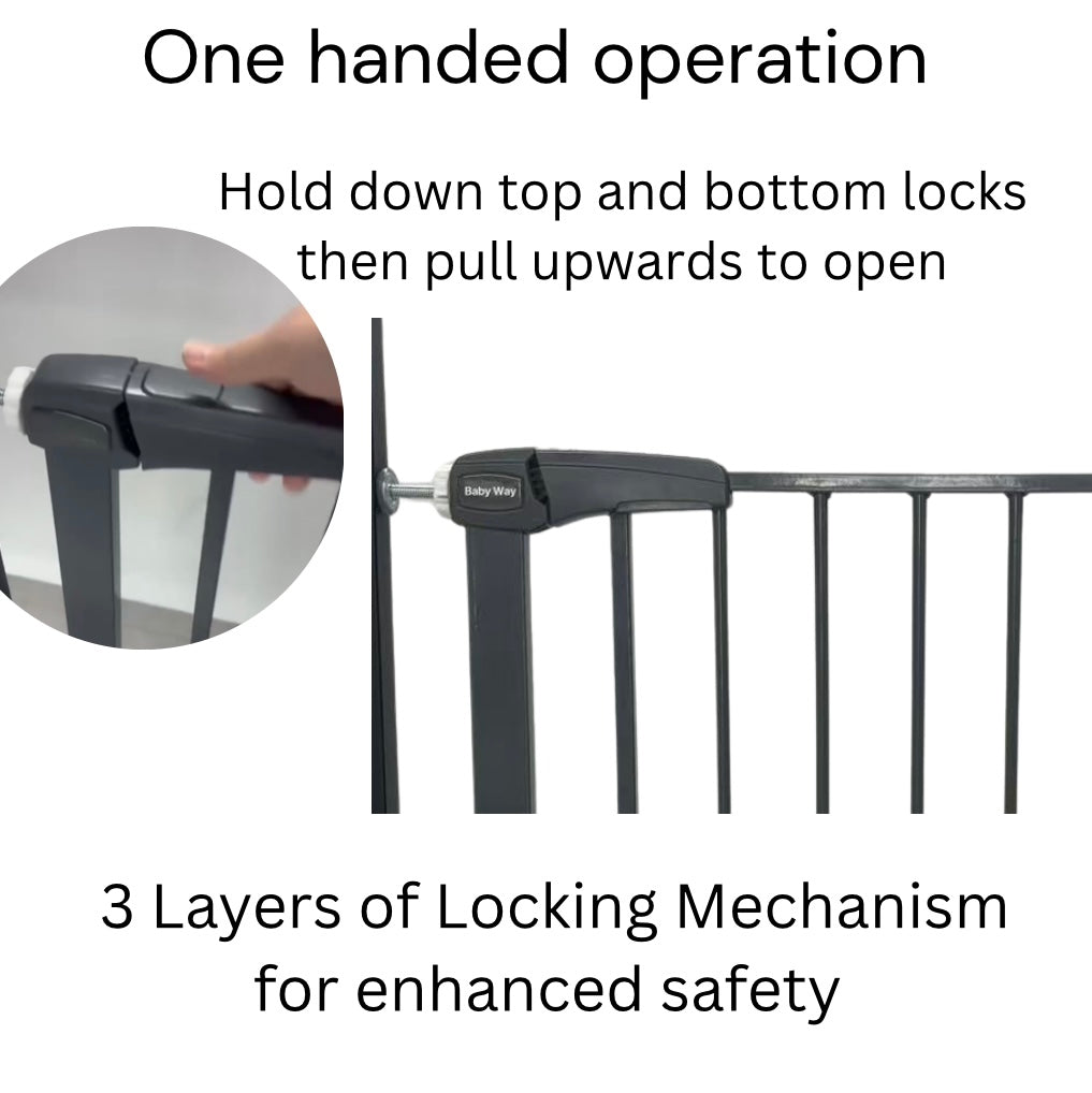 Grey Safety Gate – Secure Baby & Pet Barrier (Fits 75-84 cm Doors)