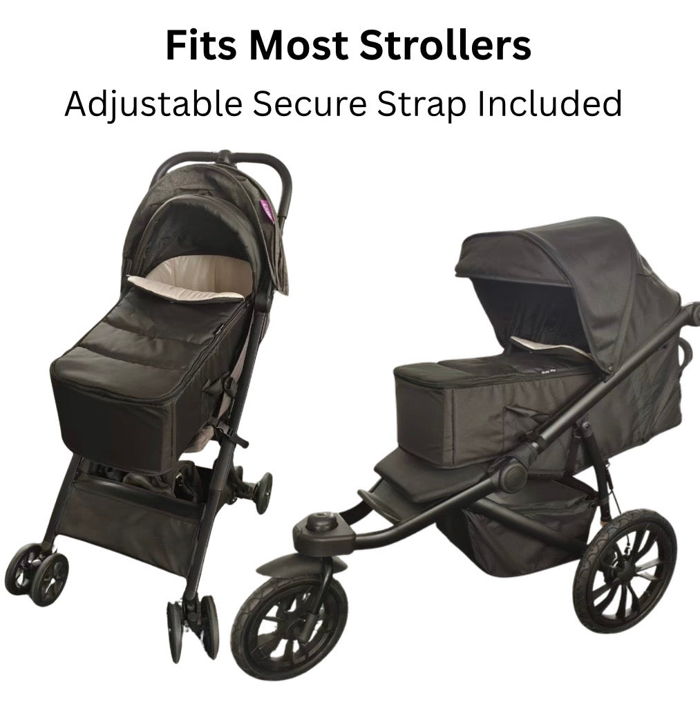 Cocoon Portable Stroller Soft Carry Cot with Foot Cover and Canopy - BLACK