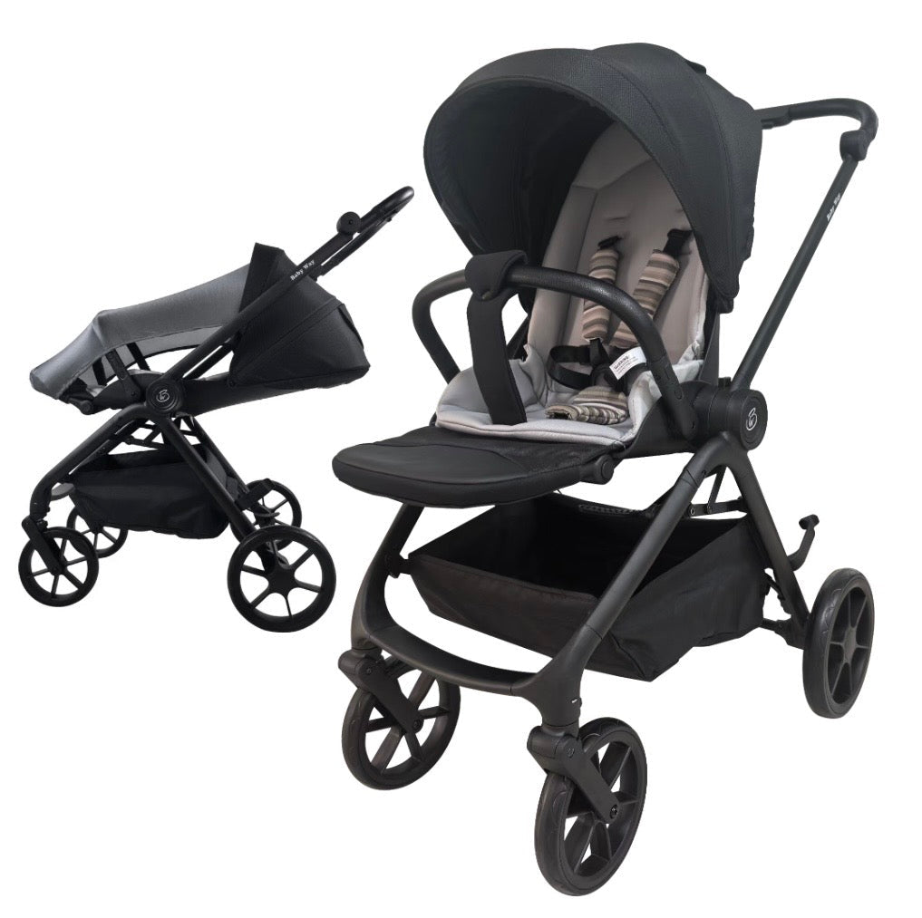 Crown Y – Luxury Reversible Open Bassinet Stroller with Sunshade and Extended Canopy