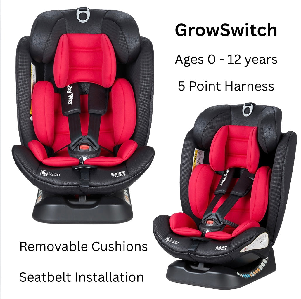 GrowSwitch iSize Convertible Car Seat for 0-12 years - RED