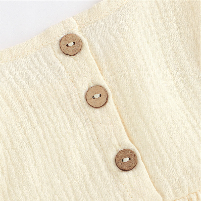 Muslin Full Sleeve Dress - Cream