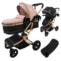 Starla Gold with Pink Colour Pack - 2-in-1 Bassinet to Seat Stroller + Food Tray