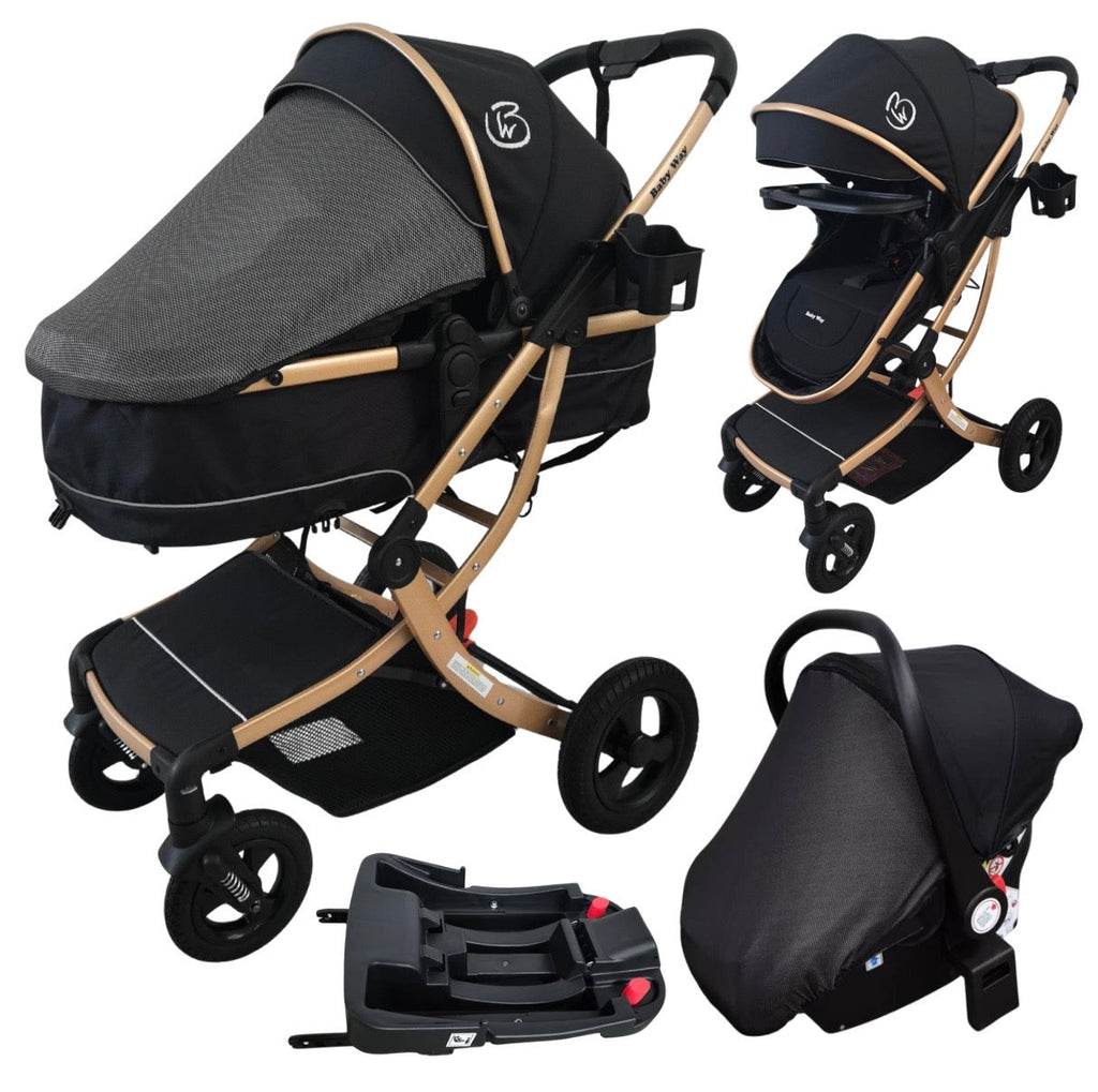Preorder - Legacy Gold - 3in1 Stroller + Bassinet + Capsule Car Seat Combo with Mattress, Sunshades and Food Tray