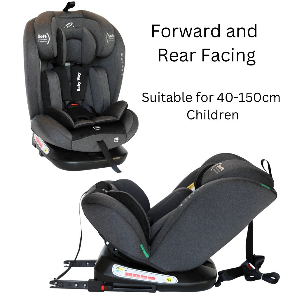 Preorder - All-Rider Charcoal 360 Rotating Convertible iSize Car Seat with ISOFIX and Top Tether
