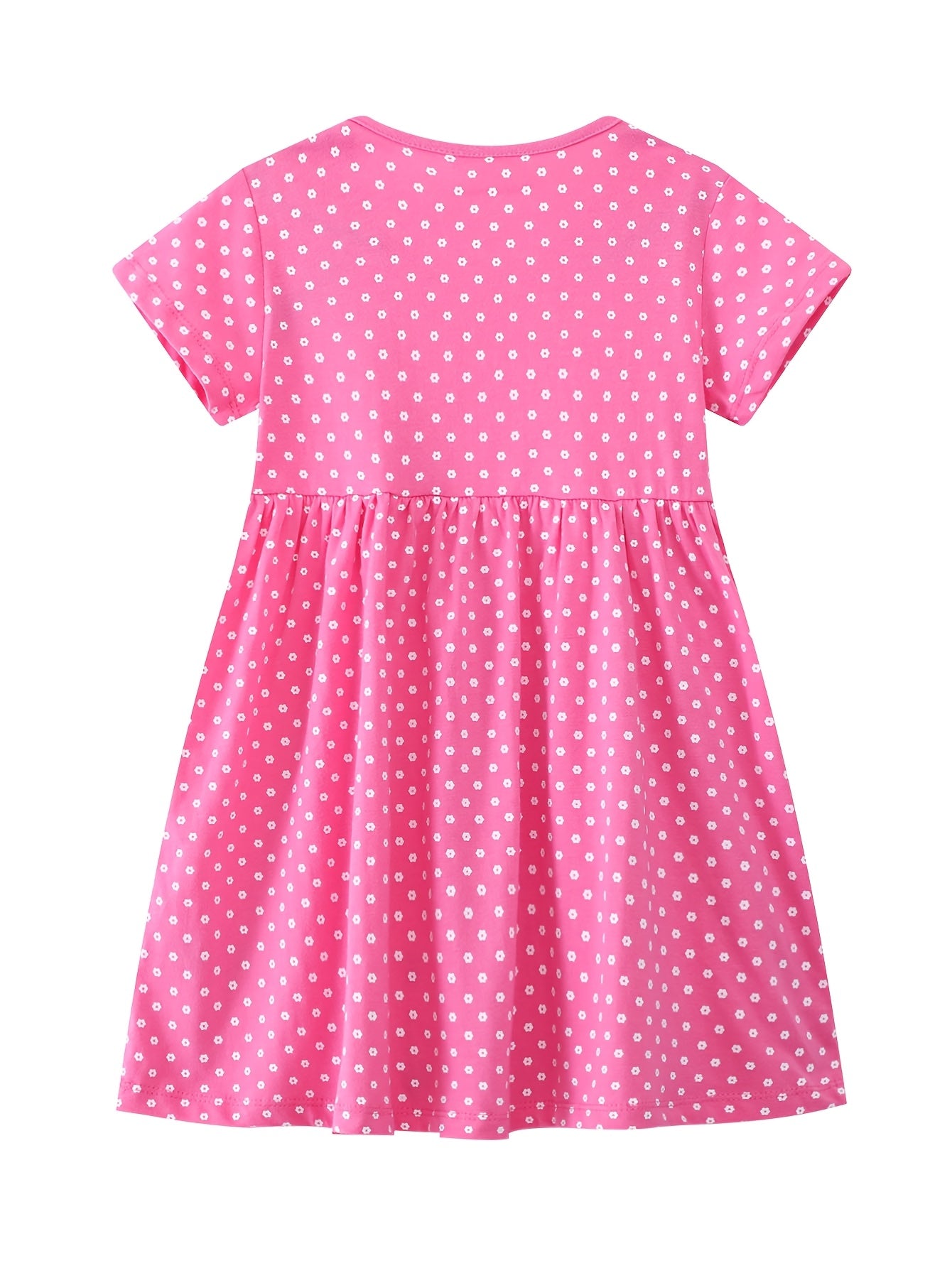 Short Sleeve Giraffe Floral Embroidery Knit Soft Casual Dress