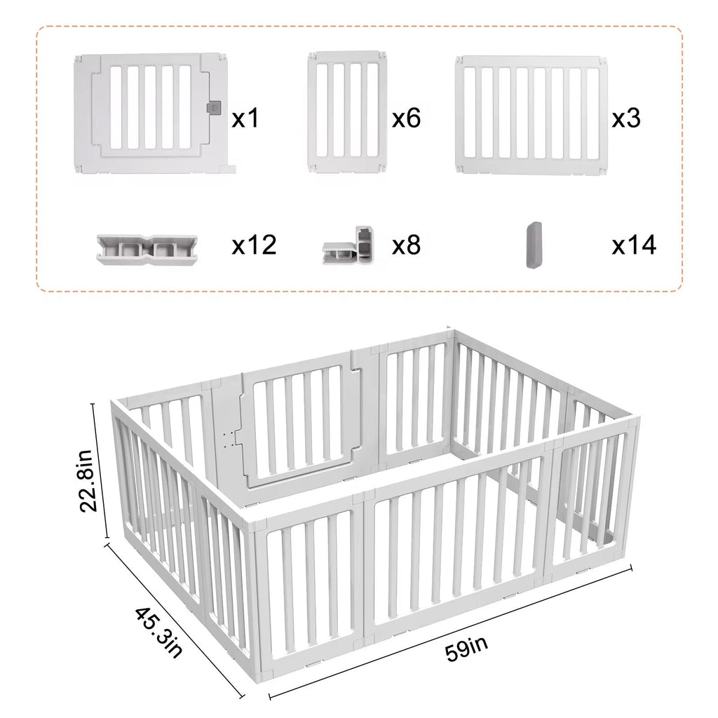 2 in 1 Convertible Baby Playpen 10 pieces & Storage Rack