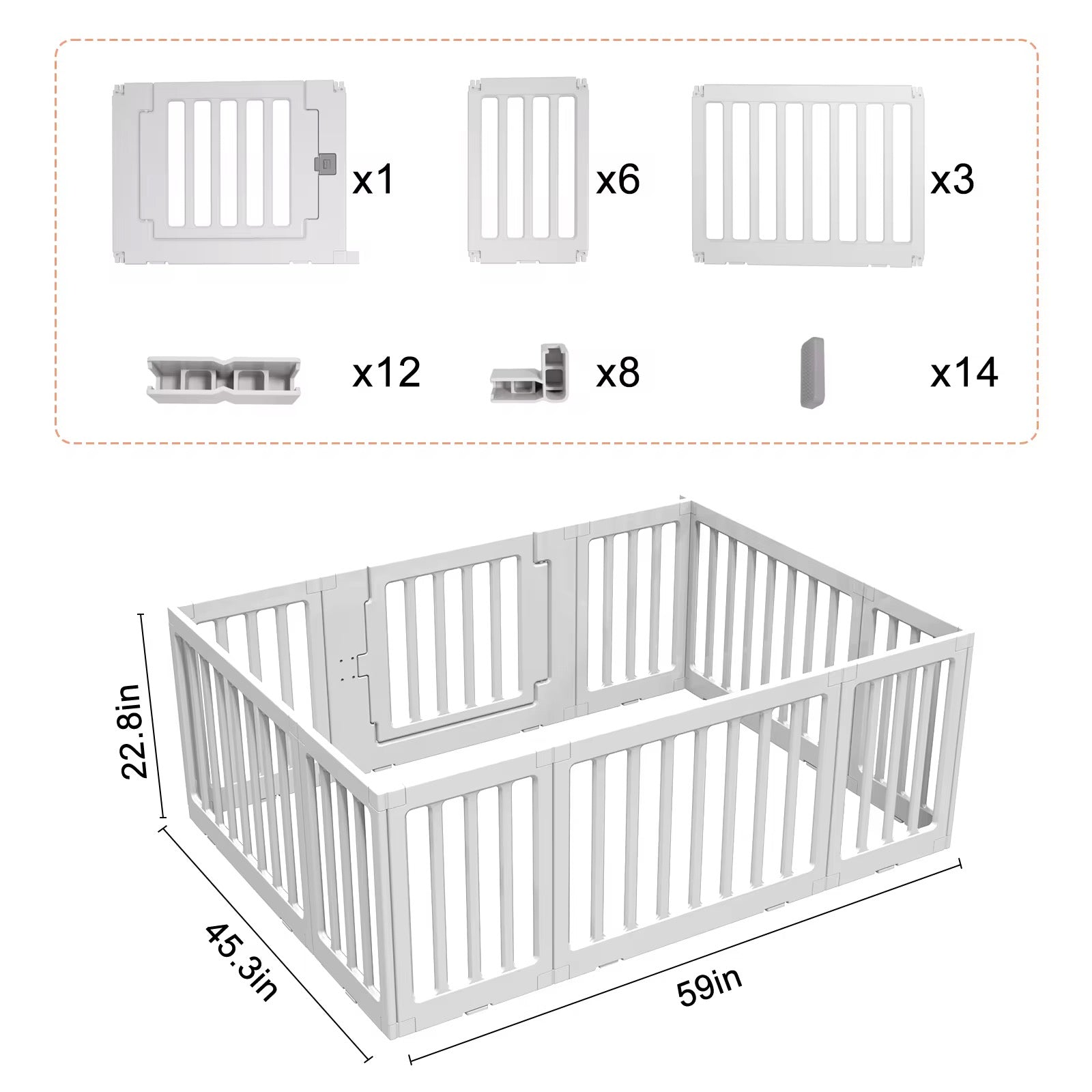 2 in 1 Convertible Baby Playpen 10 pieces & Storage Rack
