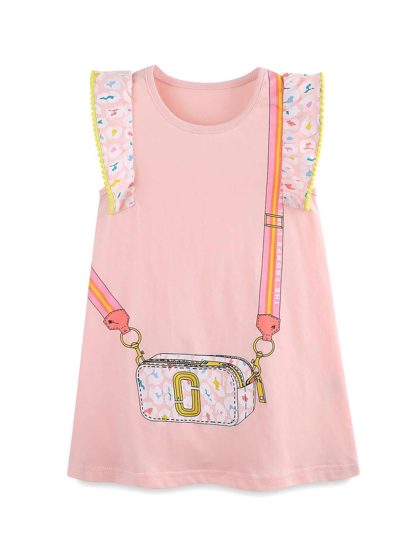 Pink Flutter Sleeve  Soft Cotton Knit Dress