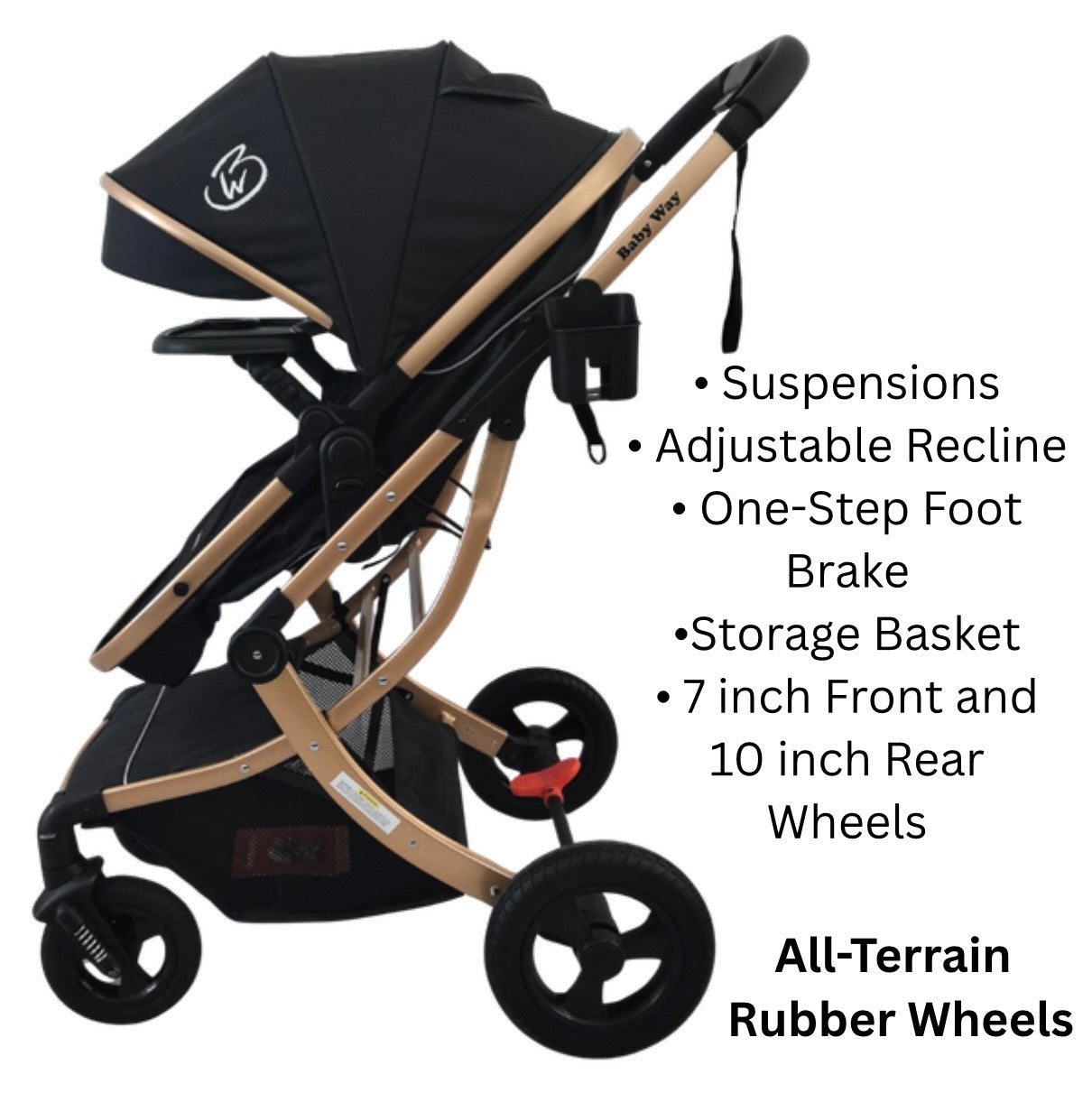 Preorder - Legacy Gold - 3in1 Stroller + Bassinet + Capsule Car Seat Combo with Mattress, Sunshades, Food Tray and Beige Skin