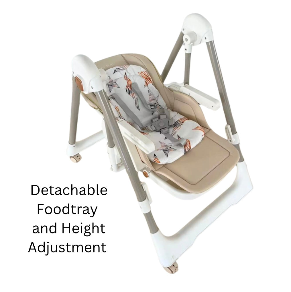 Jupiter Grey 2-in-1 Baby High Chair & Swing, Height Adjustable and Recline