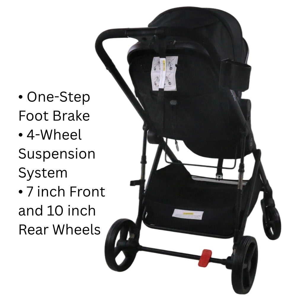 Crown Z - Premium Travel System - Reversible Bassinet Stroller + iSize Reclining Capsule + 360 Rotating Isofix Base