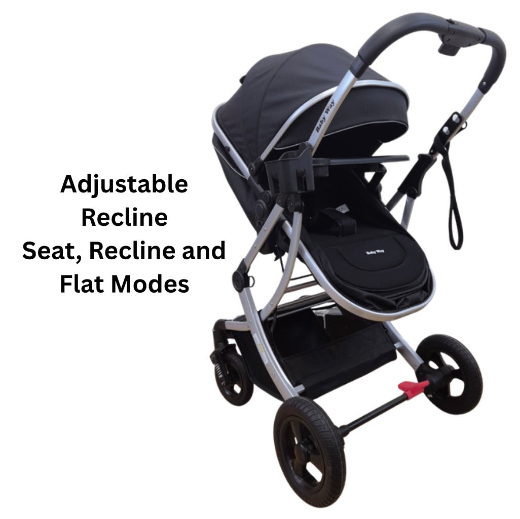 Starla Silver with Pink Colour Pack – 2-in-1 Bassinet to Seat Stroller + Food Tray