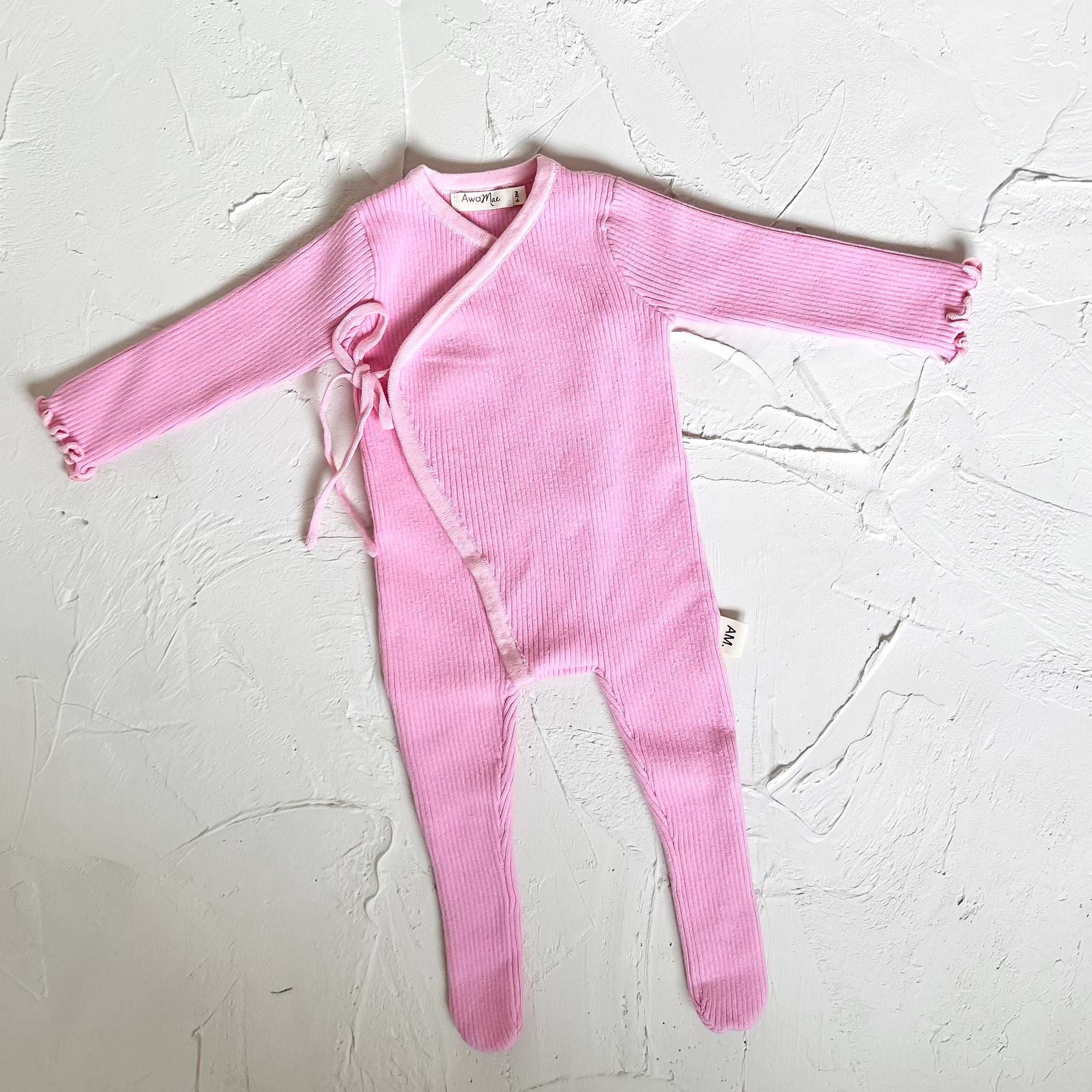 Basics ribbed knit onesie- Cherry Blossom