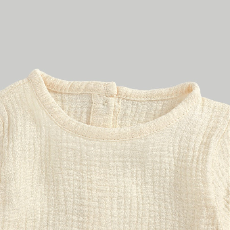 Muslin Full Sleeve Dress - Cream