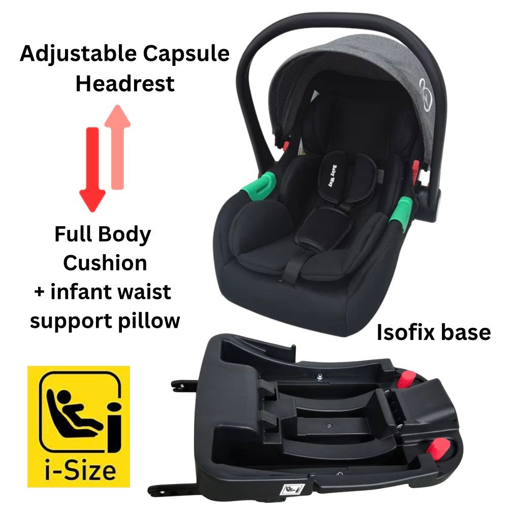 Preorder - Gold Series 3-in-1 Travel System - Bassinet + Stroller + Capsule with Food Tray - Grey/Black