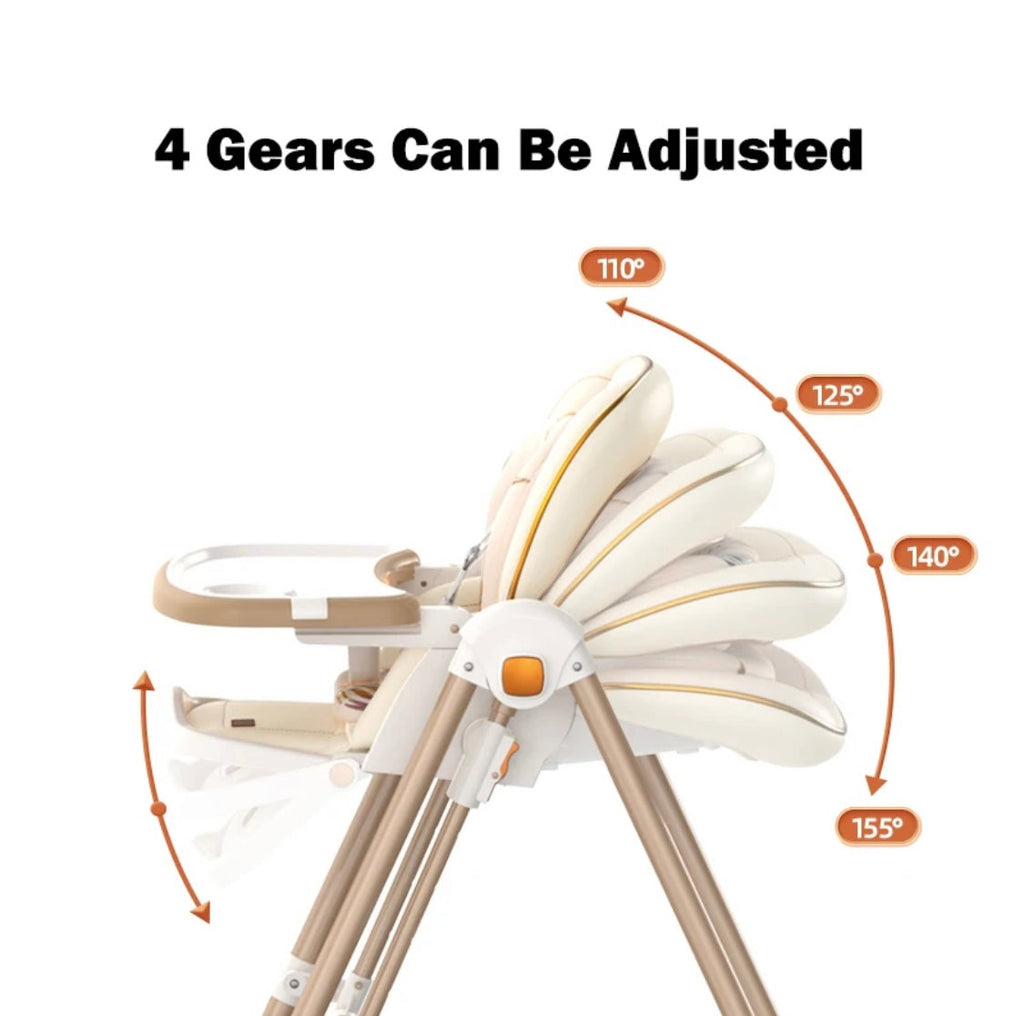 Jupiter Beige 2-in-1 High Chair & Swing, Height Adjustable and Recline