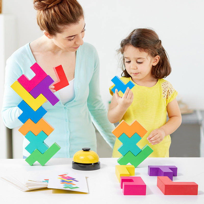 Wooden Russian Stacking Blocks Puzzle