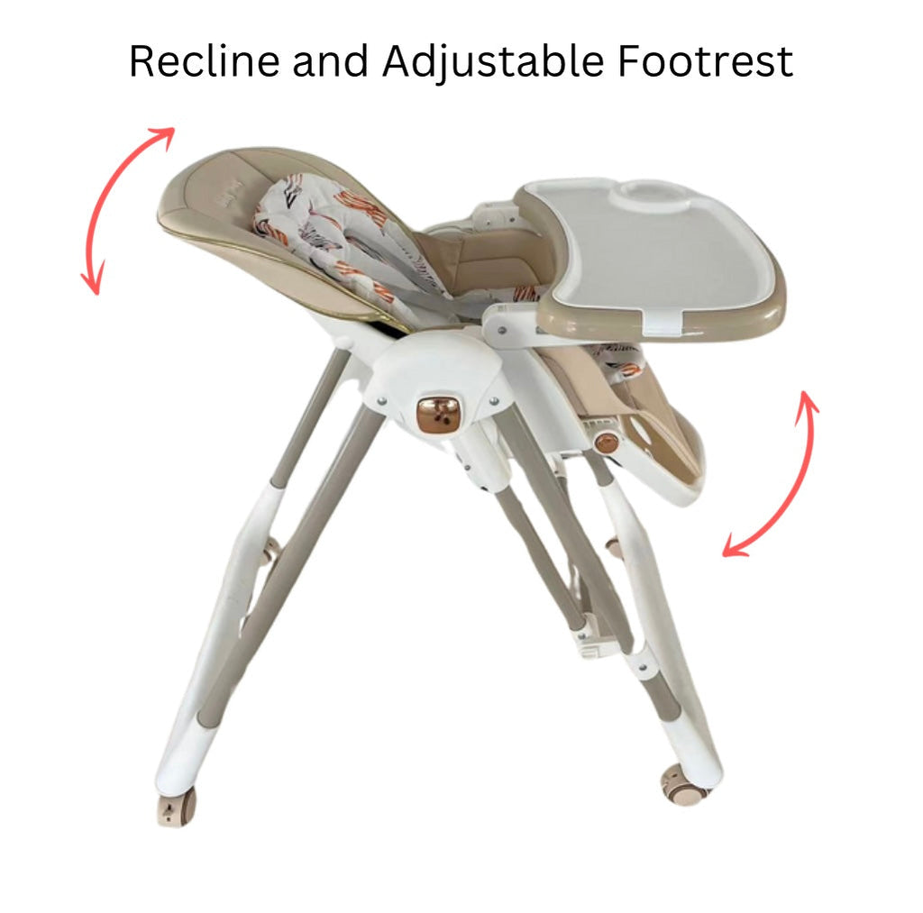 Jupiter Beige 2-in-1 High Chair & Swing, Height Adjustable and Recline