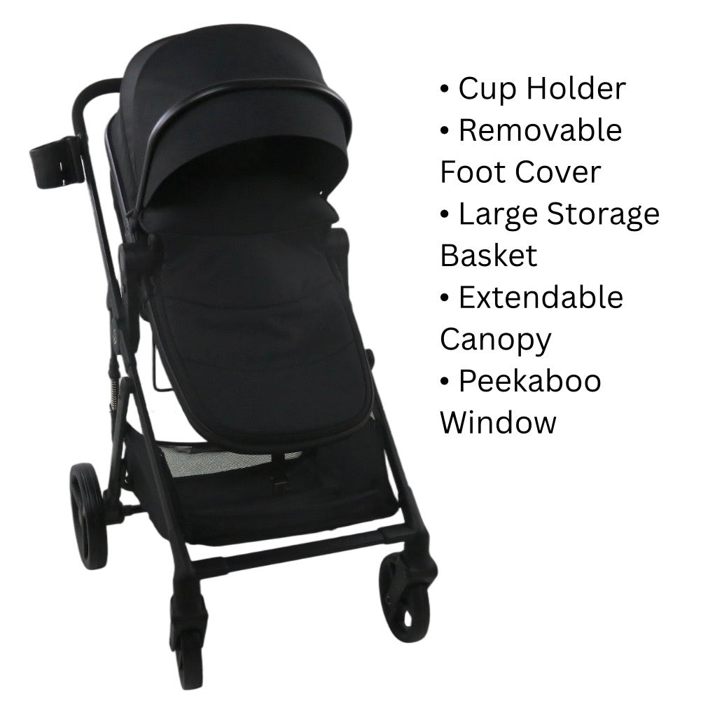 Crown Z - Premium Travel System - Reversible Bassinet Stroller + iSize Reclining Capsule + 360 Rotating Isofix Base